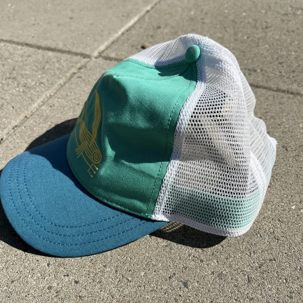 Patagonia Deconstructed Flying Fish Women's Trucker Hat, Green on Blue, Snapback